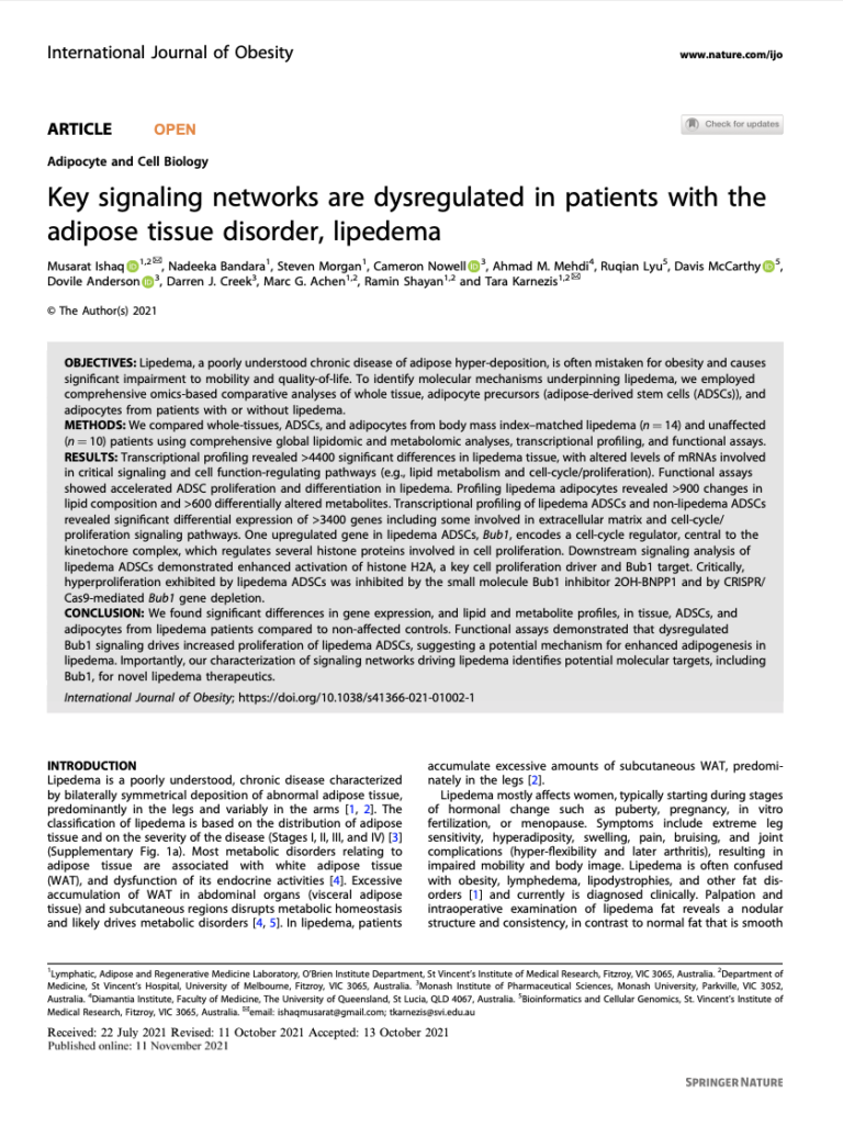 Groundbreaking Australian Research – Stem Cells and Lipoedema