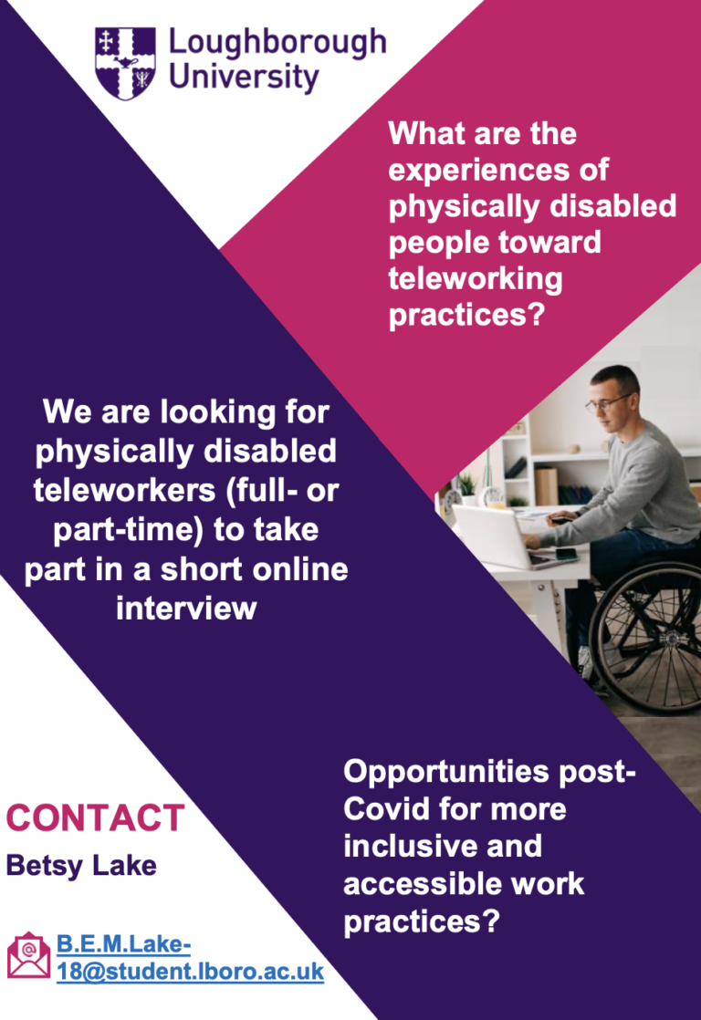 Investigate the experiences of people with physical disabilities with teleworking practices